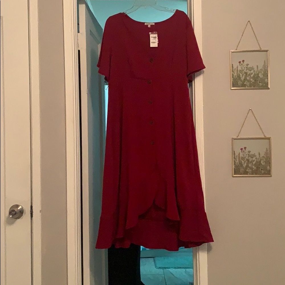 Red dress with buttons